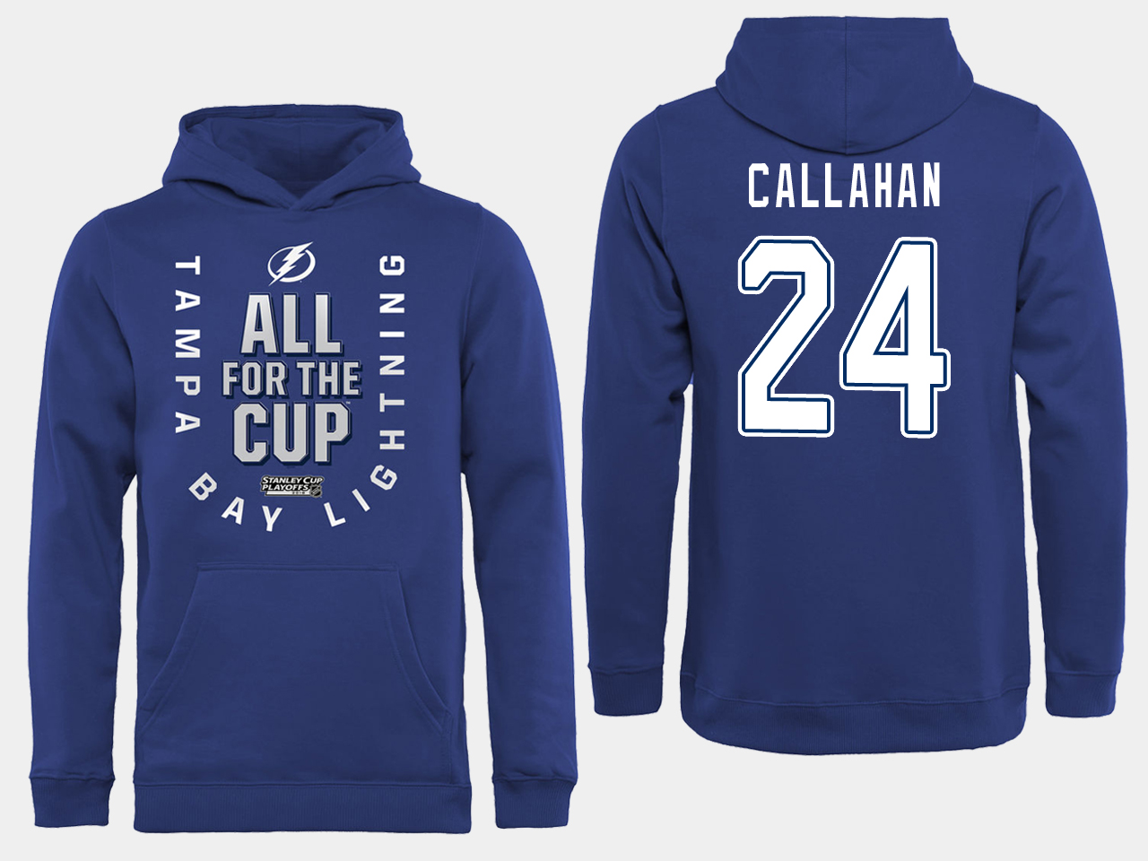 NHL Men adidas Tampa Bay Lightning #24 Callahan blue All for the Cup Hoodie